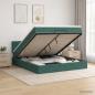 Preview: ARDEBO.de - Ottoman-Bett mit Matratze und LED Dunkelgrün 180 x 200 cm Samt