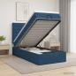 Preview: Ottoman-Bett mit Matratze und LED Blau 90 x 190 cm Stoff