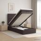 Preview: ARDEBO.de - Ottoman-Bett mit Matratze und LED Dunkelbraun 100 x 200 cm