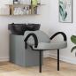 Preview: ARDEBO.de - Shampoo Stuhl Hellgrau und Schwarz 136 x 60 x 92 cm Stoff