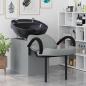 Preview: Shampoo Stuhl Hellgrau und Schwarz 136 x 60 x 92 cm Stoff
