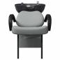 Preview: Shampoo Stuhl Hellgrau und Schwarz 136 x 60 x 92 cm Stoff