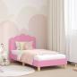 Preview: ARDEBO.de - Kinderbettgestell mit Kopfteil Rosa 80 x 160 cm Stoff