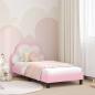 Preview: ARDEBO.de - Kinderbettgestell mit Kopfteil Rosa 80 x 160 cm PU