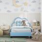 Preview: Kinderbettgestell mit Kopfteil Blau 80 x 160 cm PU