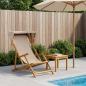 Preview: ARDEBO.de - Liegestuhl 3 Position Massives Eukalyptus Holz Beige