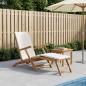 Preview: ARDEBO.de - Klappliegestuhl mit Kissen Weiß Massivholz Teak