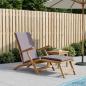 Preview: ARDEBO.de - Klappliegestuhl mit Kissen Dunkelgrau Massivholz Teak