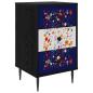 Preview: Nachttisch MAINZ Schwarz Eichen-Optik 36 x 33 x 61 cm