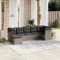 Preview: ARDEBO.de - 7-tlg. Garten-Sofagarnitur mit Kissen Hellgrau Poly Rattan