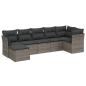 Preview: 7-tlg. Garten-Sofagarnitur mit Kissen Hellgrau Poly Rattan