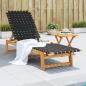 Preview: ARDEBO.de - Sonnenliege mit Tisch Schwarz Massivholz Akazie und Stoff