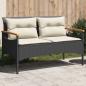 Preview: ARDEBO.de - Gartenbank mit Kissen 116x62,5x74 cm Schwarz Poly Rattan