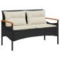 Preview: Gartenbank mit Kissen 116x62,5x74 cm Schwarz Poly Rattan