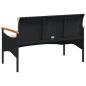 Preview: Gartenbank mit Kissen 116x62,5x74 cm Schwarz Poly Rattan