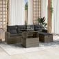 Preview: ARDEBO.de - 6-tlg. Garten-Sofagarnitur mit Kissen Grau Poly Rattan