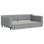 Preview: Tagesbett Ausziehbar mit Schubladen Hellgrau 100x190 cm Stoff