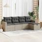Preview: ARDEBO.de - 5-tlg. Garten-Sofagarnitur mit Kissen Hellgrau Poly Rattan
