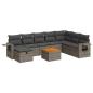 Preview: 9-tlg. Garten-Sofagarnitur mit Kissen Grau Poly Rattan