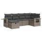 Preview: 6-tlg. Garten-Sofagarnitur mit Kissen Grau Poly Rattan