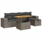 Preview: 6-tlg. Garten-Sofagarnitur mit Kissen Grau Poly Rattan Akazie