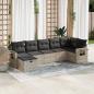 Preview: ARDEBO.de - 7-tlg. Garten-Sofagarnitur mit Kissen Hellgrau Poly Rattan