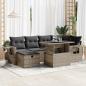 Preview: ARDEBO.de - 7-tlg. Garten-Sofagarnitur mit Kissen Grau Poly Rattan