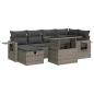 Preview: 7-tlg. Garten-Sofagarnitur mit Kissen Grau Poly Rattan