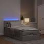 Preview: Ottoman-Bett mit Matratze & LEDs Taupe 100x200 cm Stoff