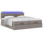 Preview: Ottoman-Bett mit Matratzen & LEDs Taupe 200x200 cm Stoff