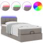 Preview: Ottoman-Bett mit Matratze & LEDs Taupe 90x190 cm Stoff