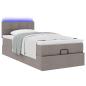 Preview: Ottoman-Bett mit Matratze & LEDs Taupe 90x190 cm Stoff