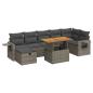 Preview: 5-tlg. Garten-Sofagarnitur mit Kissen Grau Poly Rattan Akazie
