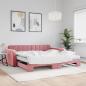 Preview: ARDEBO.de - Tagesbett Ausziehbar mit Matratzen Rosa 100x200 cm Samt