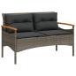 Preview: Gartenbank mit Kissen 116x62,5x74 cm Grau Poly Rattan