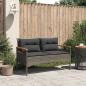 Preview: Gartenbank mit Kissen 116x62,5x74 cm Grau Poly Rattan