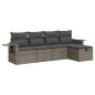 Preview: 5-tlg. Garten-Sofagarnitur mit Kissen Grau Poly Rattan