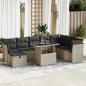 Preview: ARDEBO.de - 9-tlg. Garten-Sofagarnitur mit Kissen Hellgrau Poly Rattan
