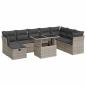 Preview: 9-tlg. Garten-Sofagarnitur mit Kissen Hellgrau Poly Rattan