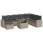 Preview: 9-tlg. Garten-Sofagarnitur mit Kissen Hellgrau Poly Rattan