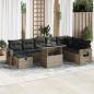 Preview: ARDEBO.de - 9-tlg. Garten-Sofagarnitur mit Kissen Grau Poly Rattan