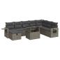 Preview: 9-tlg. Garten-Sofagarnitur mit Kissen Grau Poly Rattan
