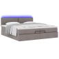 Preview: Ottoman-Bett mit Matratzen & LEDs Taupe 200x200 cm Stoff