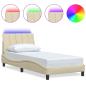 Preview: Bettgestell ohne Matratze "Hanko" Creme 90x200 cm Stoff