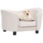 Preview: ARDEBO.de - Hundesofa Creme 69x49x40 cm Plüsch und Kunstleder