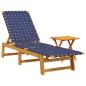 Preview: Sonnenliege mit Tisch Dunkelblau Massivholz Akazie und Stoff