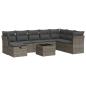 Preview: 9-tlg. Garten-Sofagarnitur mit Kissen Grau Poly Rattan