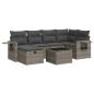 Preview: 7-tlg. Garten-Sofagarnitur mit Kissen Grau Poly Rattan