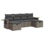 Preview: 6-tlg. Garten-Sofagarnitur mit Kissen Grau Poly Rattan