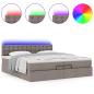 Preview: Ottoman-Bett mit Matratzen & LEDs Taupe 200x200 cm Stoff
